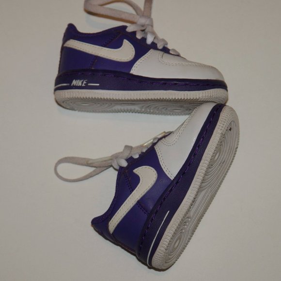 Nike Force 1 Purple White Leather High Tops 4T - Picture 3 of 5